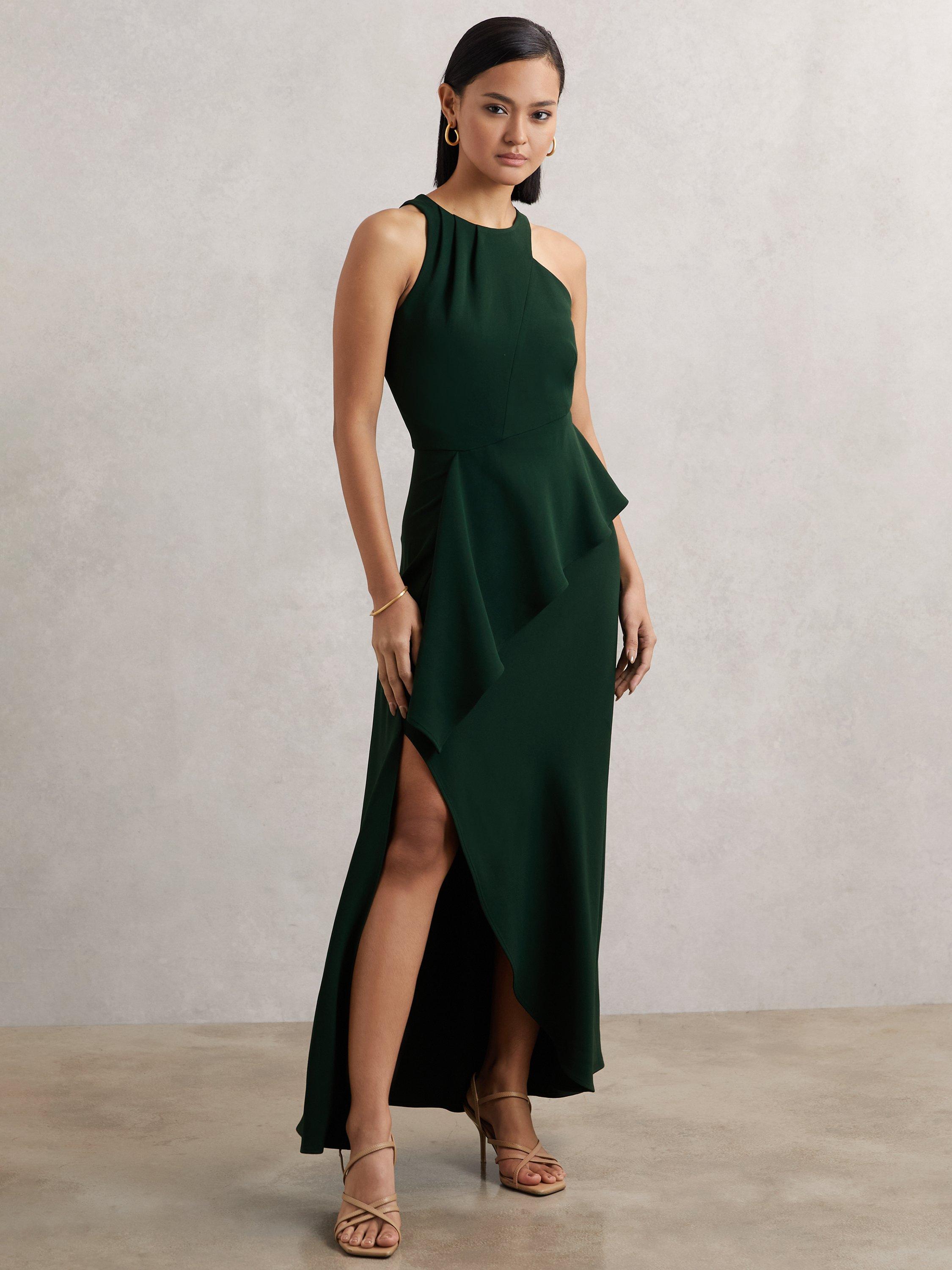 Reiss Gabriella Sleeveless Halterneck Ruffle Maxi Dress