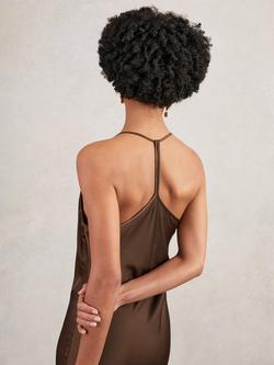 Reiss Maisley Slip Maxi Dress, Chocolate Brown - view 2, Chocolate Brown
