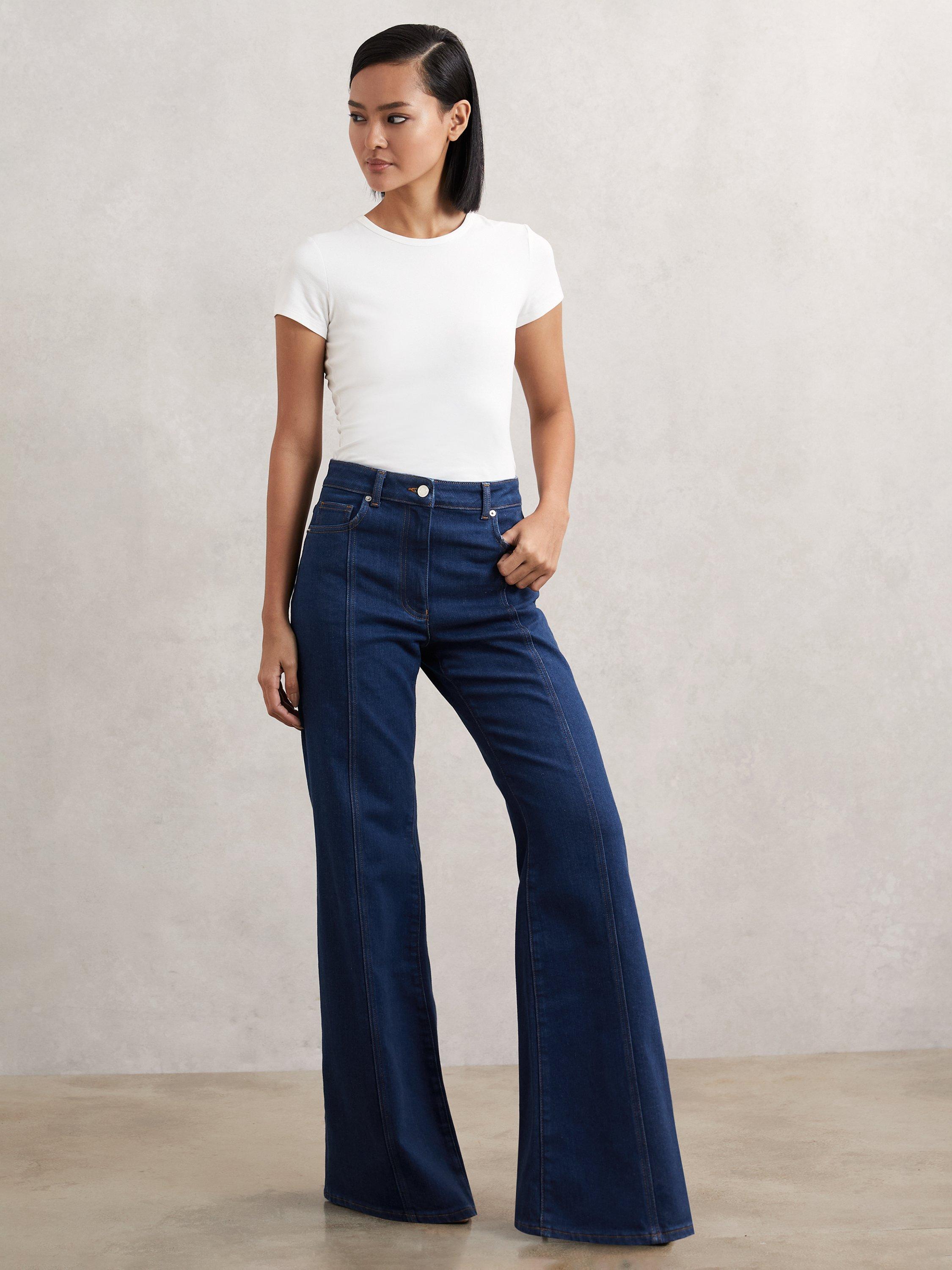 Product image 1 of 5, which shows Reiss June Flared Jeans, Blue, 28Pt
