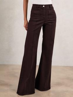 Reiss Petite Sakura Patch Pocket Flared Trousers - view 2, Burgundy