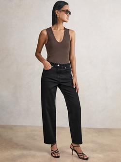 Reiss Petite Selin Straight Jeans, Black