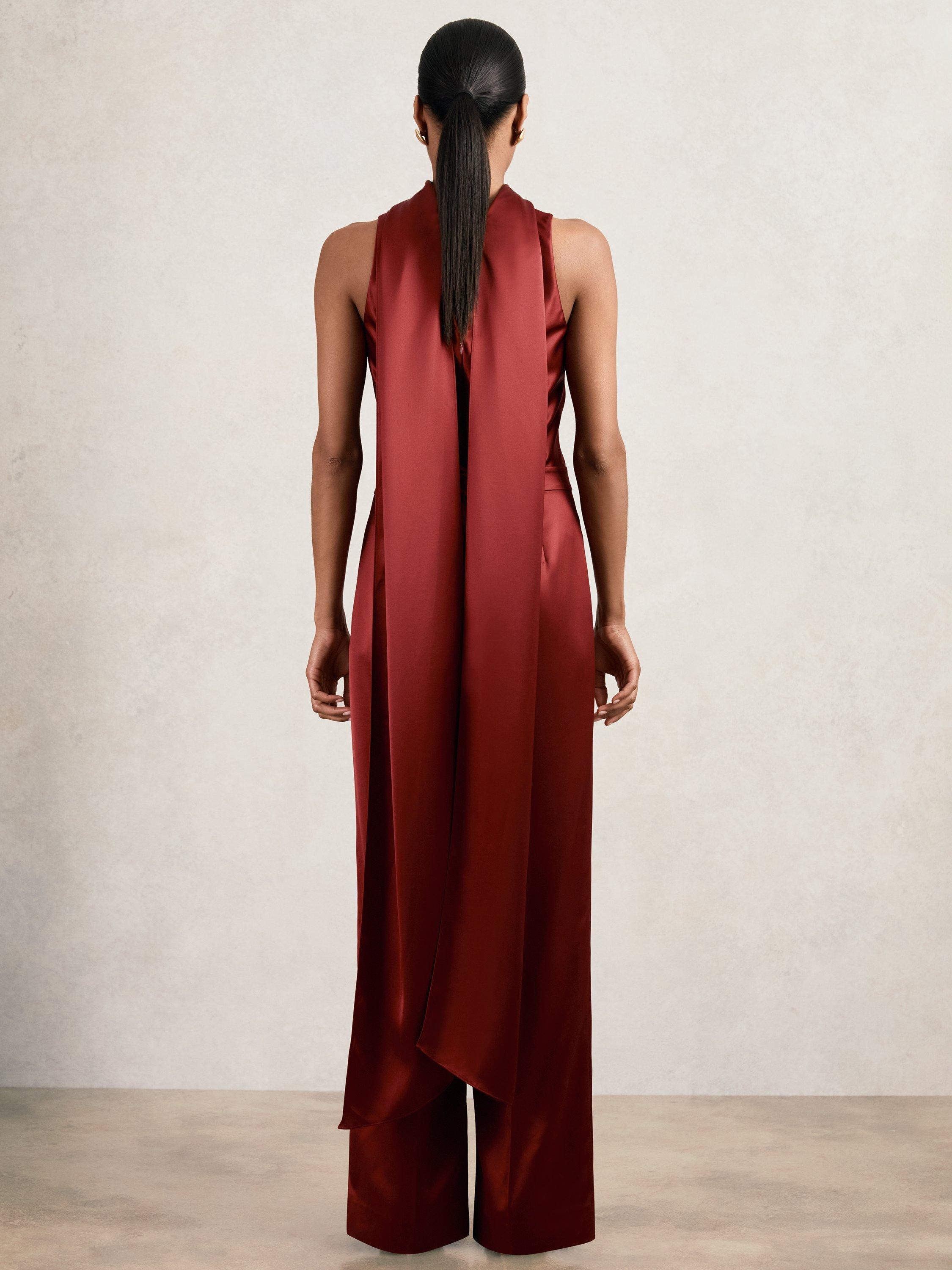 Reiss Petite Farah Sleeveless Jumpsuit, Dark Red