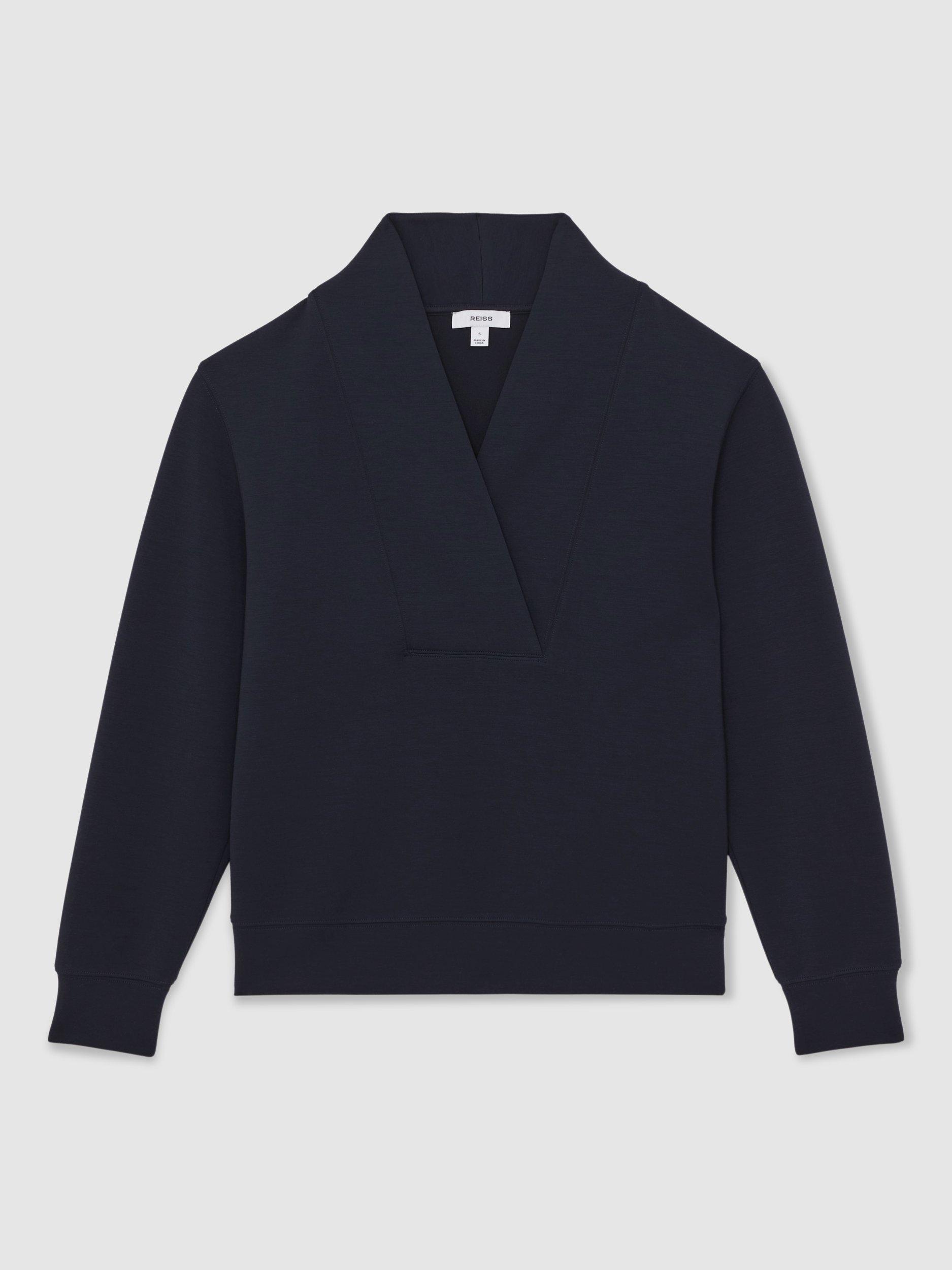 Product image 1 of 5, which shows Reiss Annabel Long Sleeve Top, Navy, XS