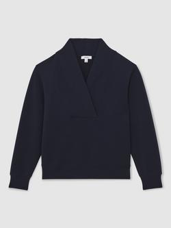 Reiss Annabel Long Sleeve Top, Navy, Navy