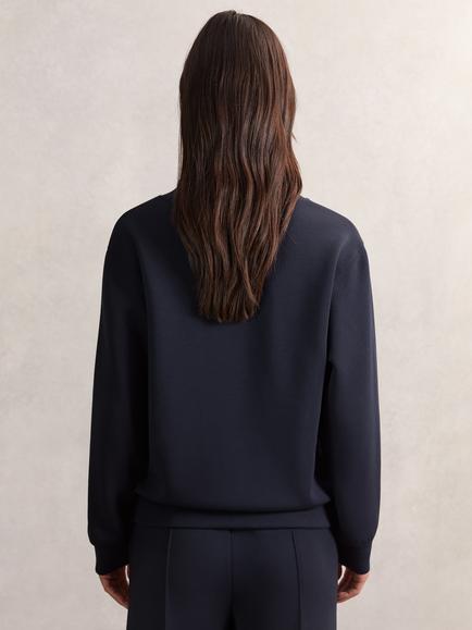 Reiss Annabel Long Sleeve Top, Navy - view 2, Navy