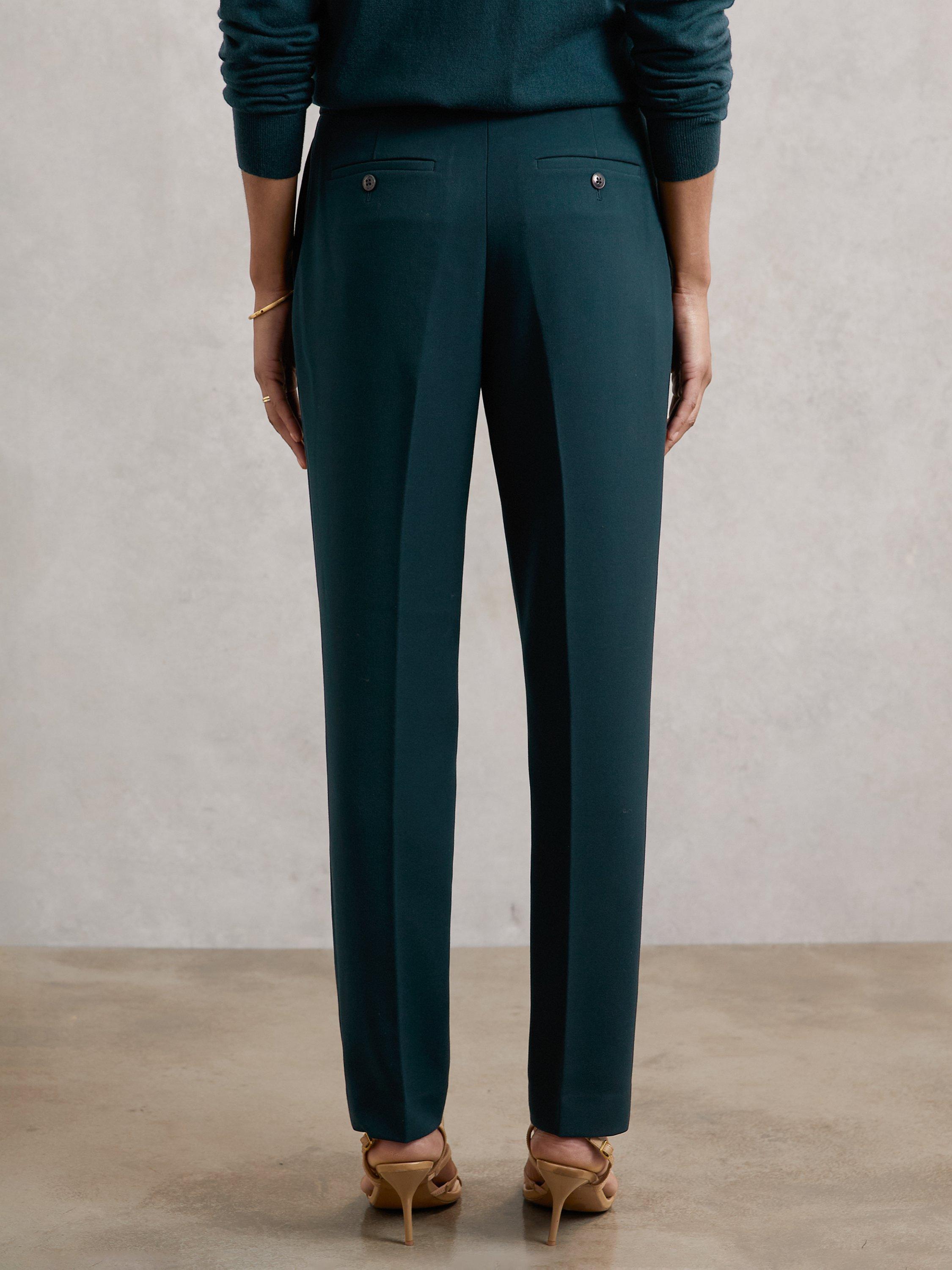 Product image 2 of 5, which shows Reiss Petite Gabi Slim Fit Suit Trousers, Teal, 6Pt