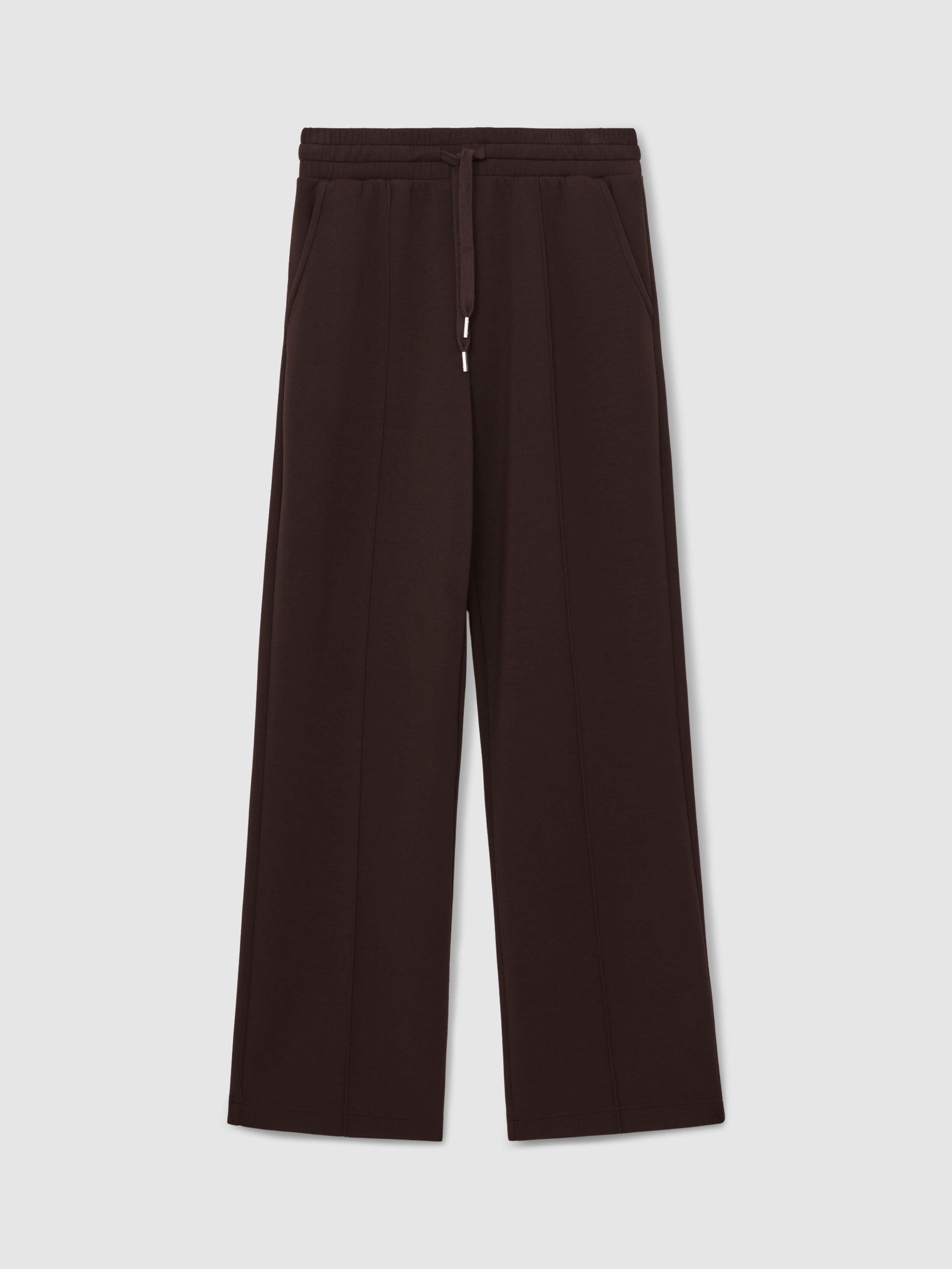 Product image 3 of 5, which shows Reiss Jemma Drawstring Wide Leg Joggers, Dark Chocolate Brown, XS