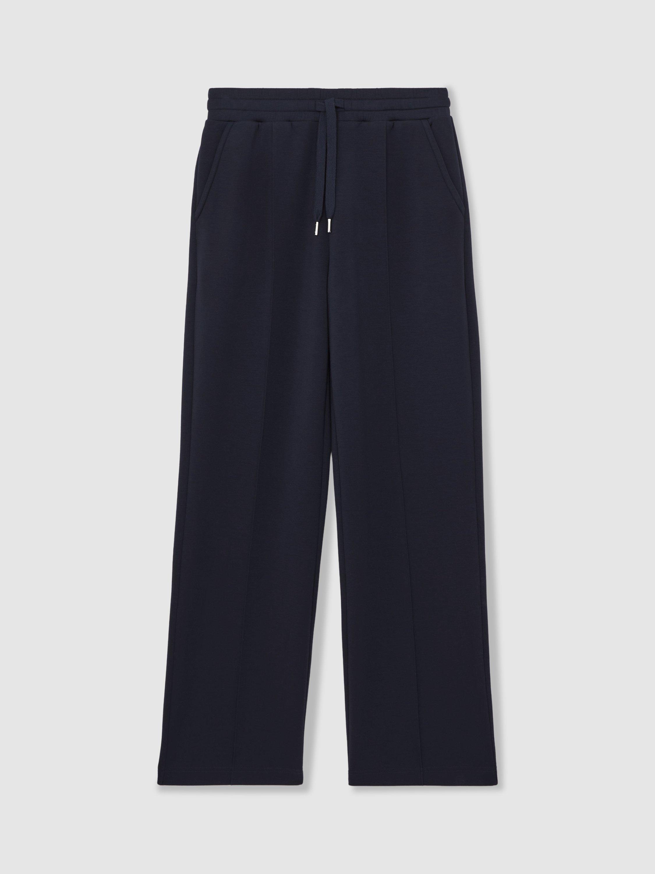 Product image 3 of 5, which shows Reiss Jemma Drawstring Wide Leg Joggers, Navy, XS