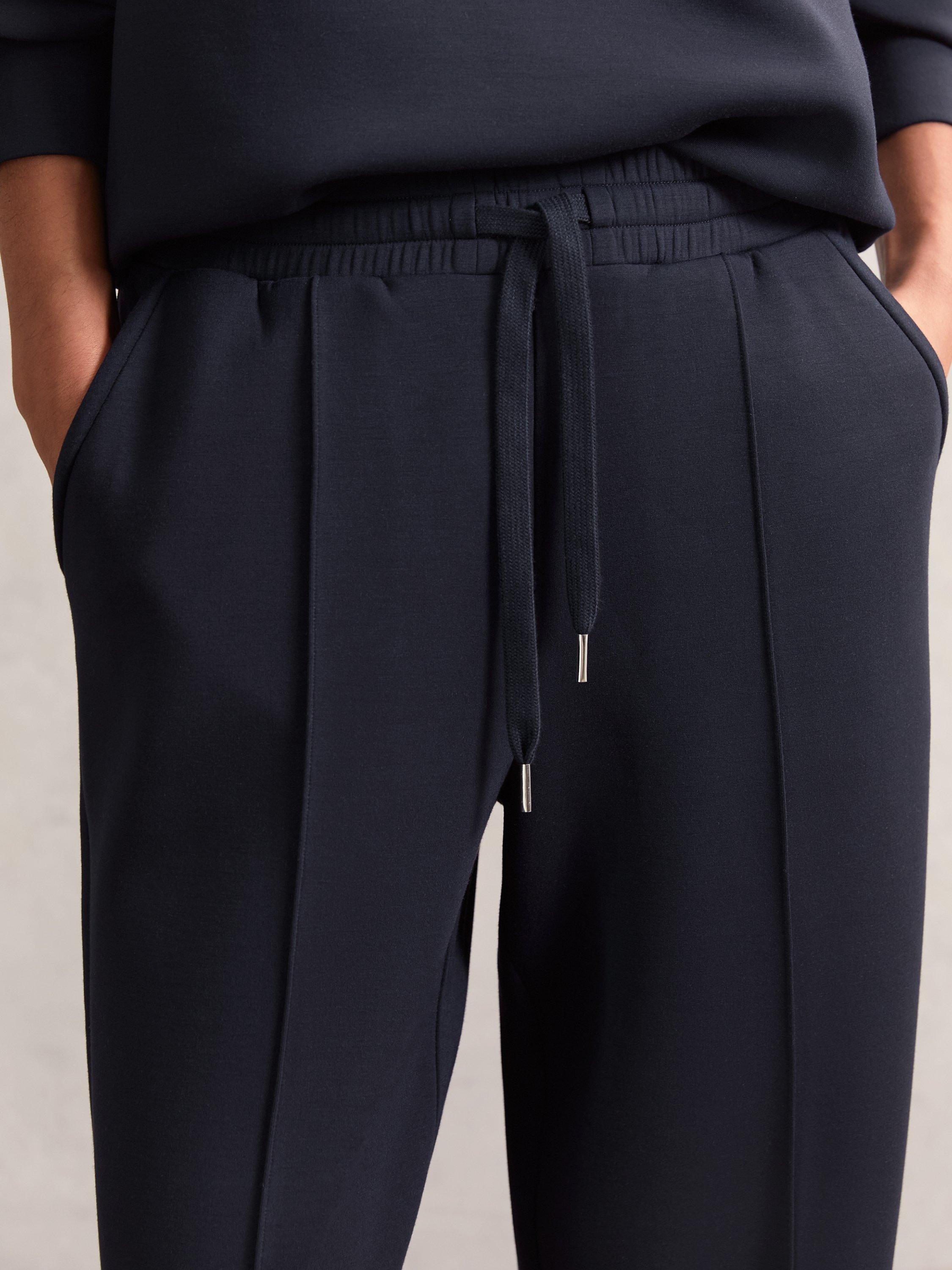 Product image 5 of 5, which shows Reiss Jemma Drawstring Wide Leg Joggers, Navy, XS