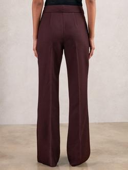 Reiss Petite Lily Flared Wool Blend Trousers - view 2, Burgundy