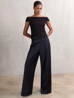 Reiss Neave Pinstripe Wool Blend Trousers, Navy, Navy