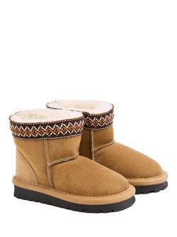 Celtic & Co. Kids' Sheepskin Braid Trim Slipper Boots, Spice - view 2, Spice
