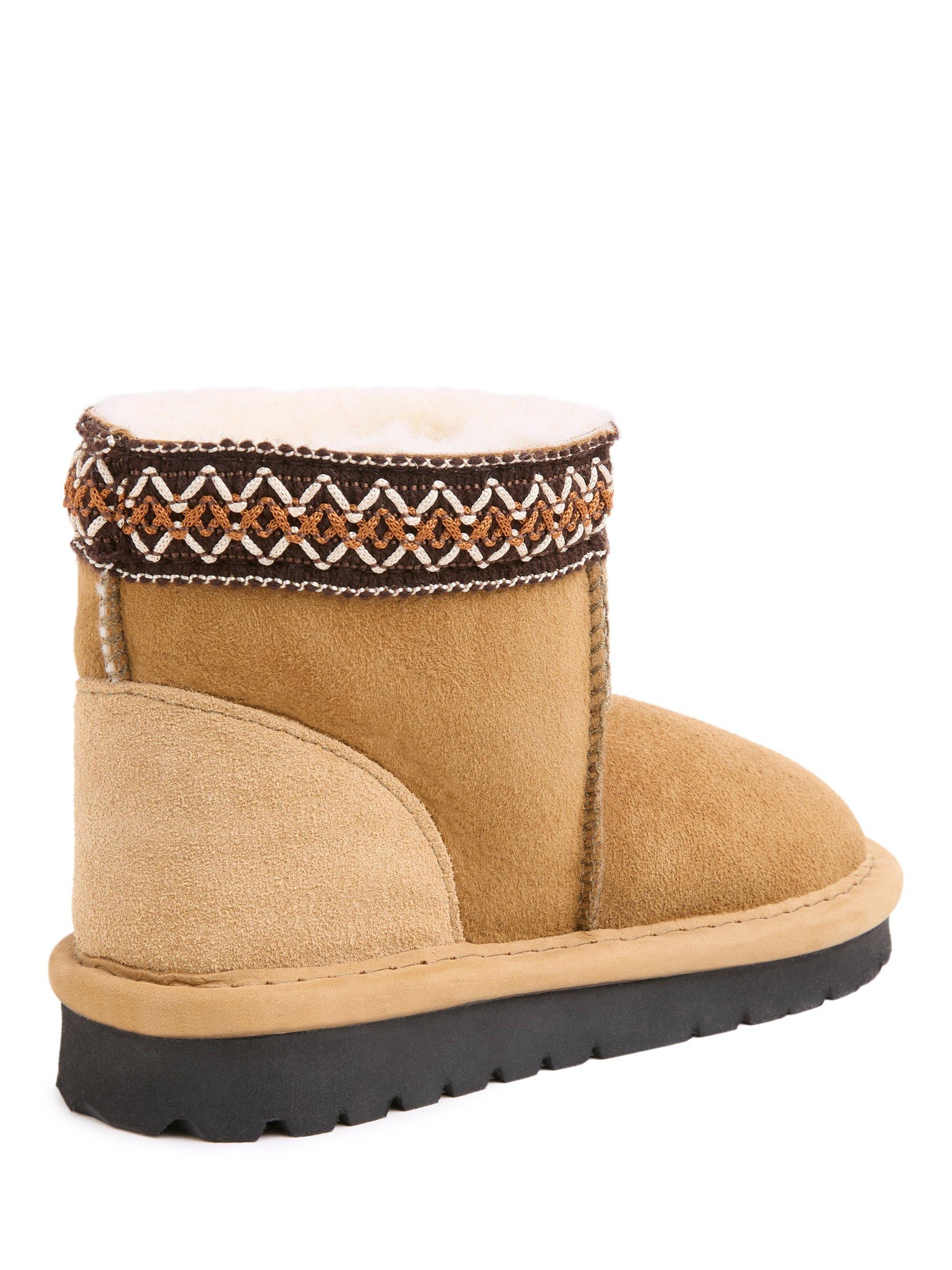 Product image 4 of 6, which shows Celtic & Co. Kids' Sheepskin Braid Trim Slipper Boots, Spice, 5-6 years
