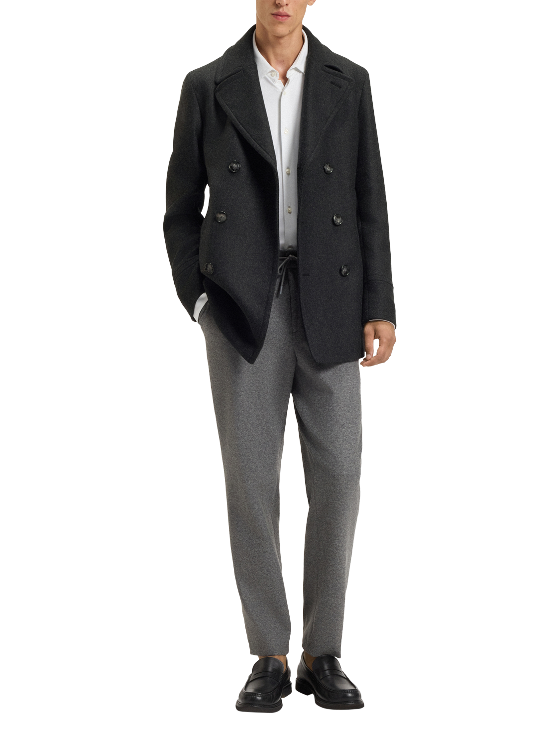 Product image 3 of 6, which shows HUGO BOSS BOSS Wool Blend Coat, Open Grey, 34R