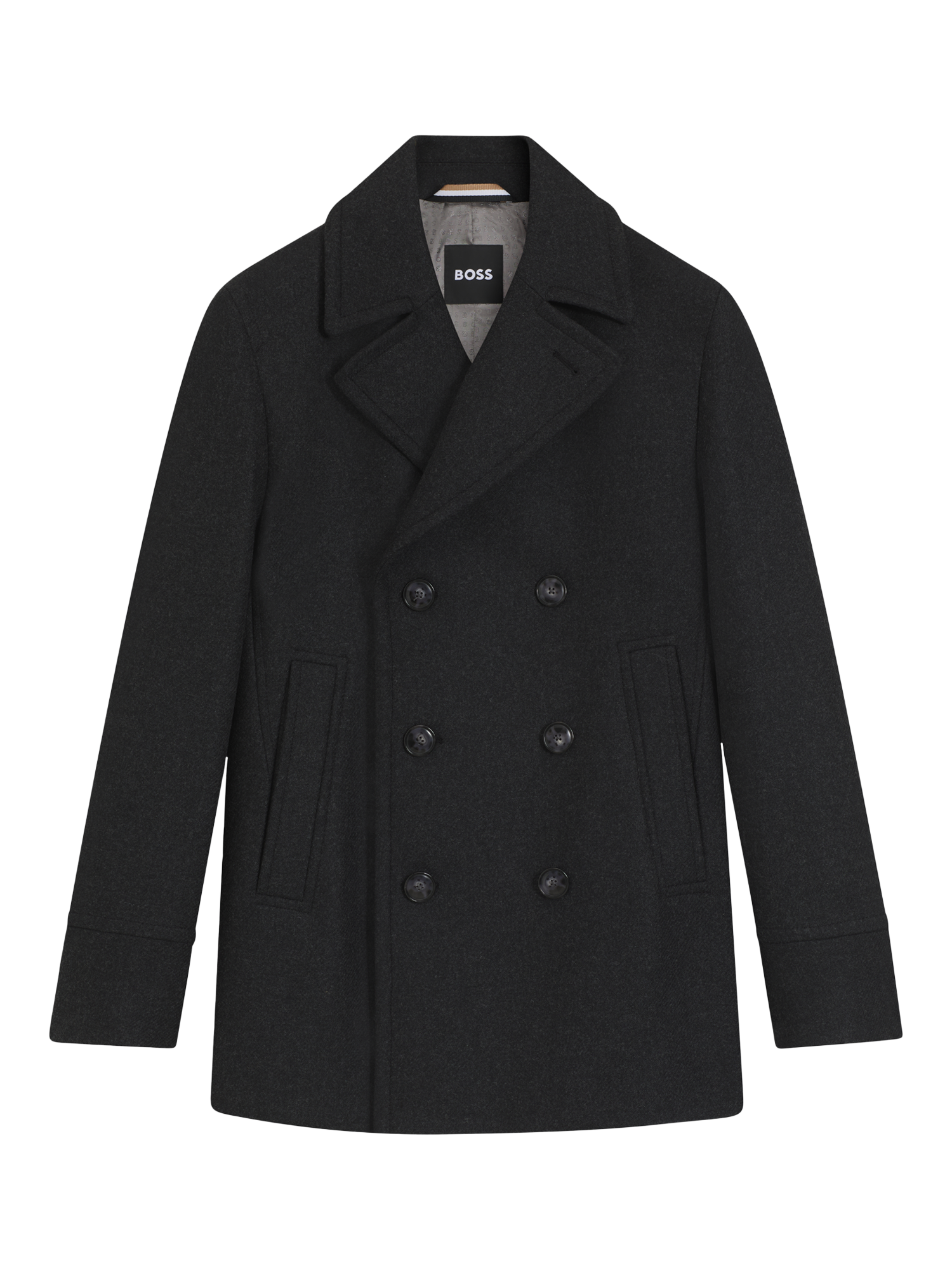 Product image 4 of 6, which shows HUGO BOSS BOSS Wool Blend Coat, Open Grey, 34R