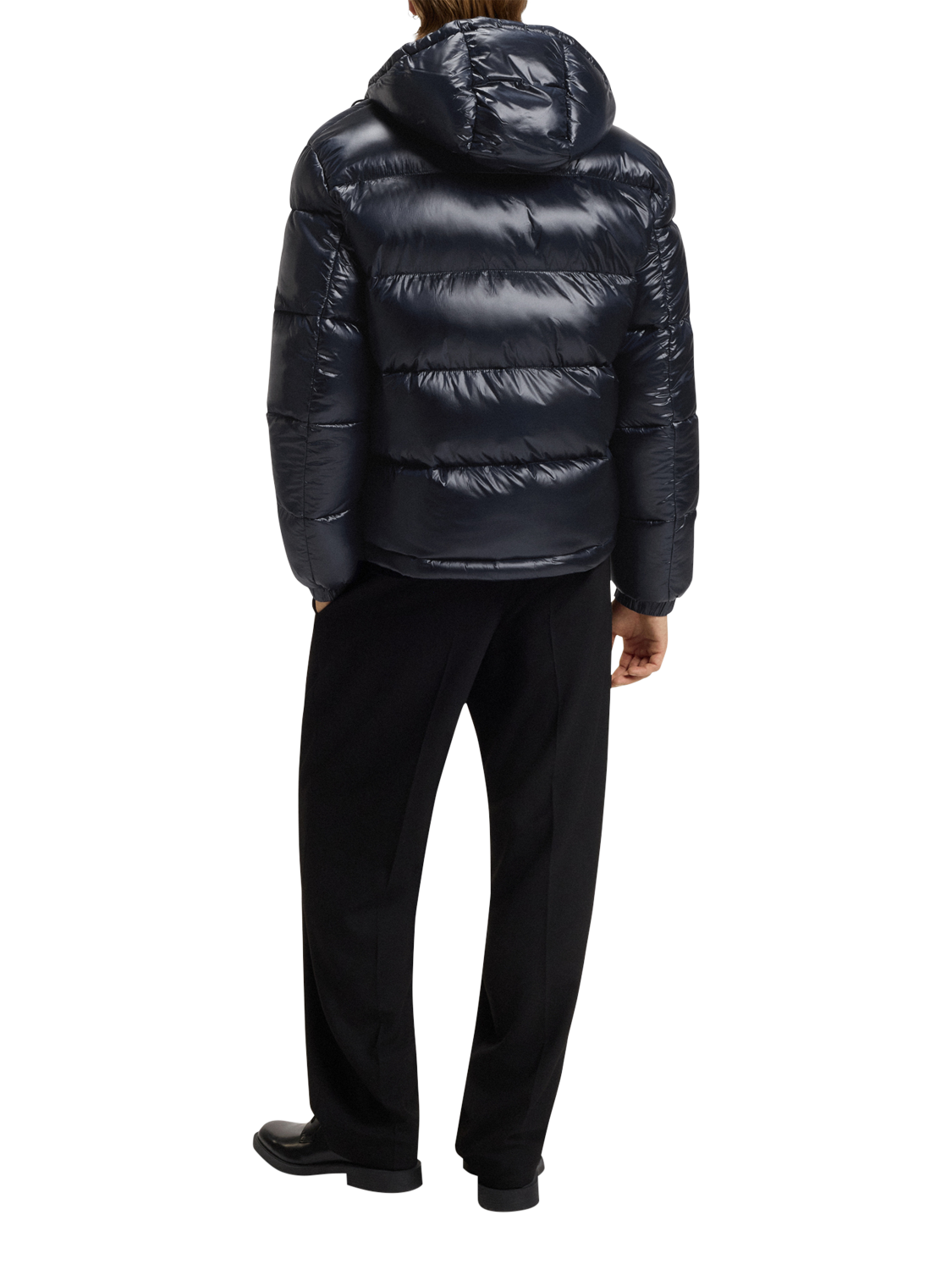 Product image 2 of 6, which shows HUGO BOSS HUGO Hooded Zip Front Puffer Jacket, Dark Blue, L