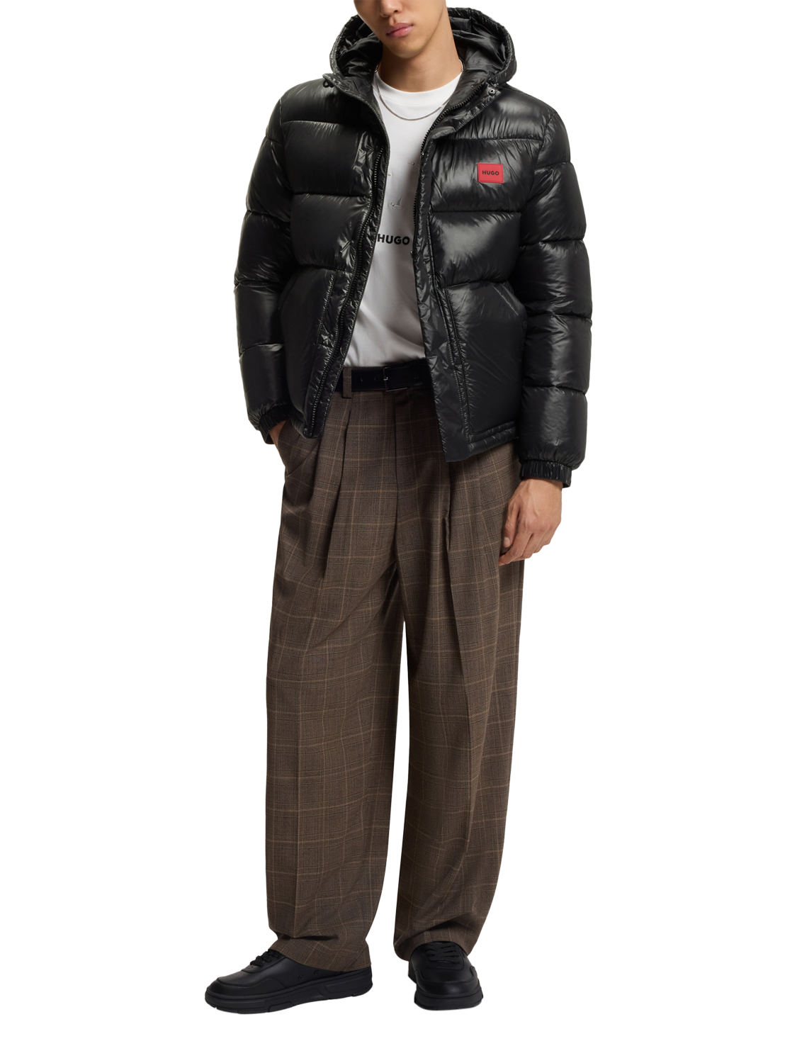 Product image 3 of 6, which shows HUGO Hooded Puffer Jacket, Black, XXL