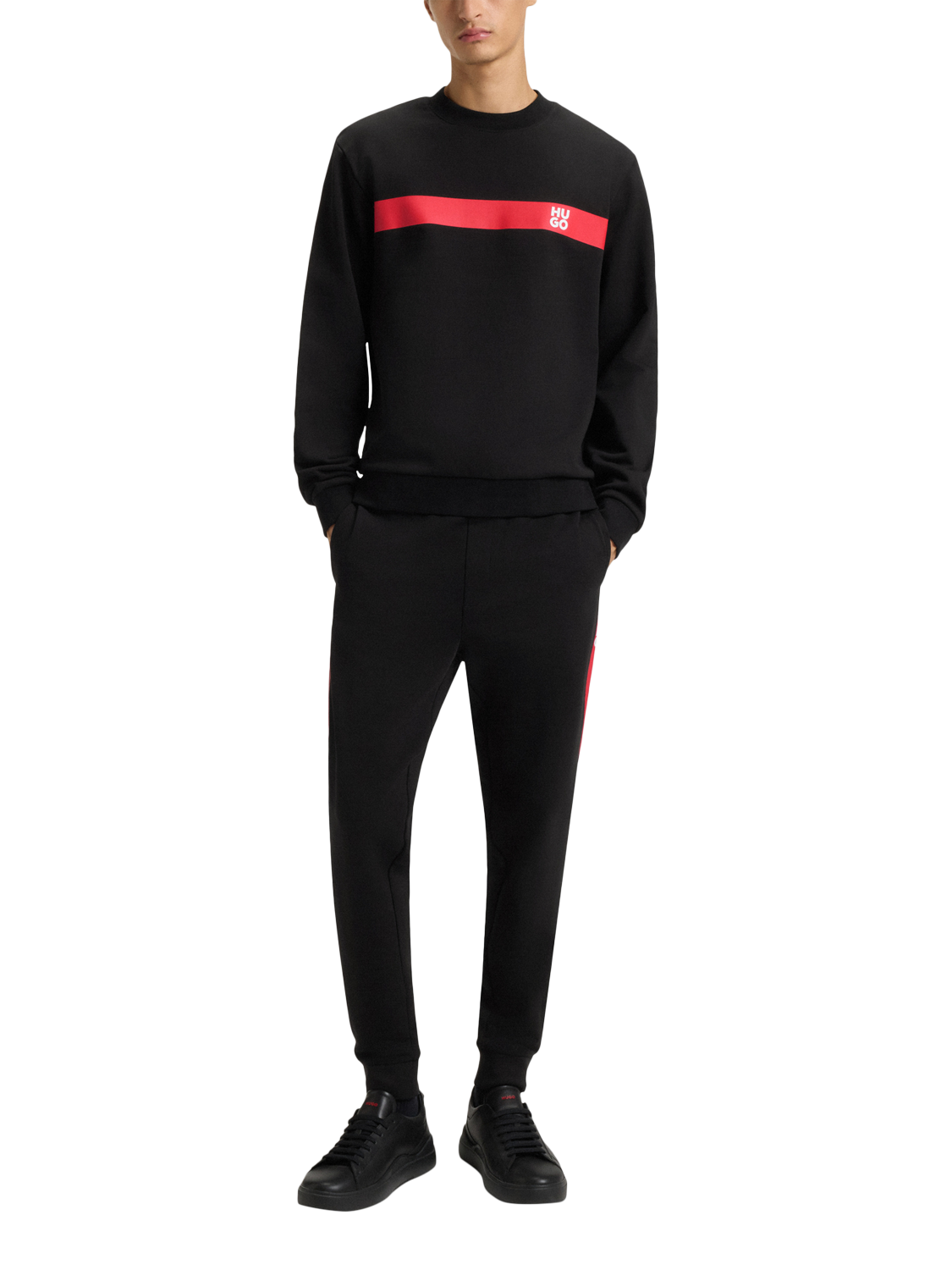 Product image 3 of 5, which shows HUGO Cotton Logo Tape Sweatshirt, Black, XS