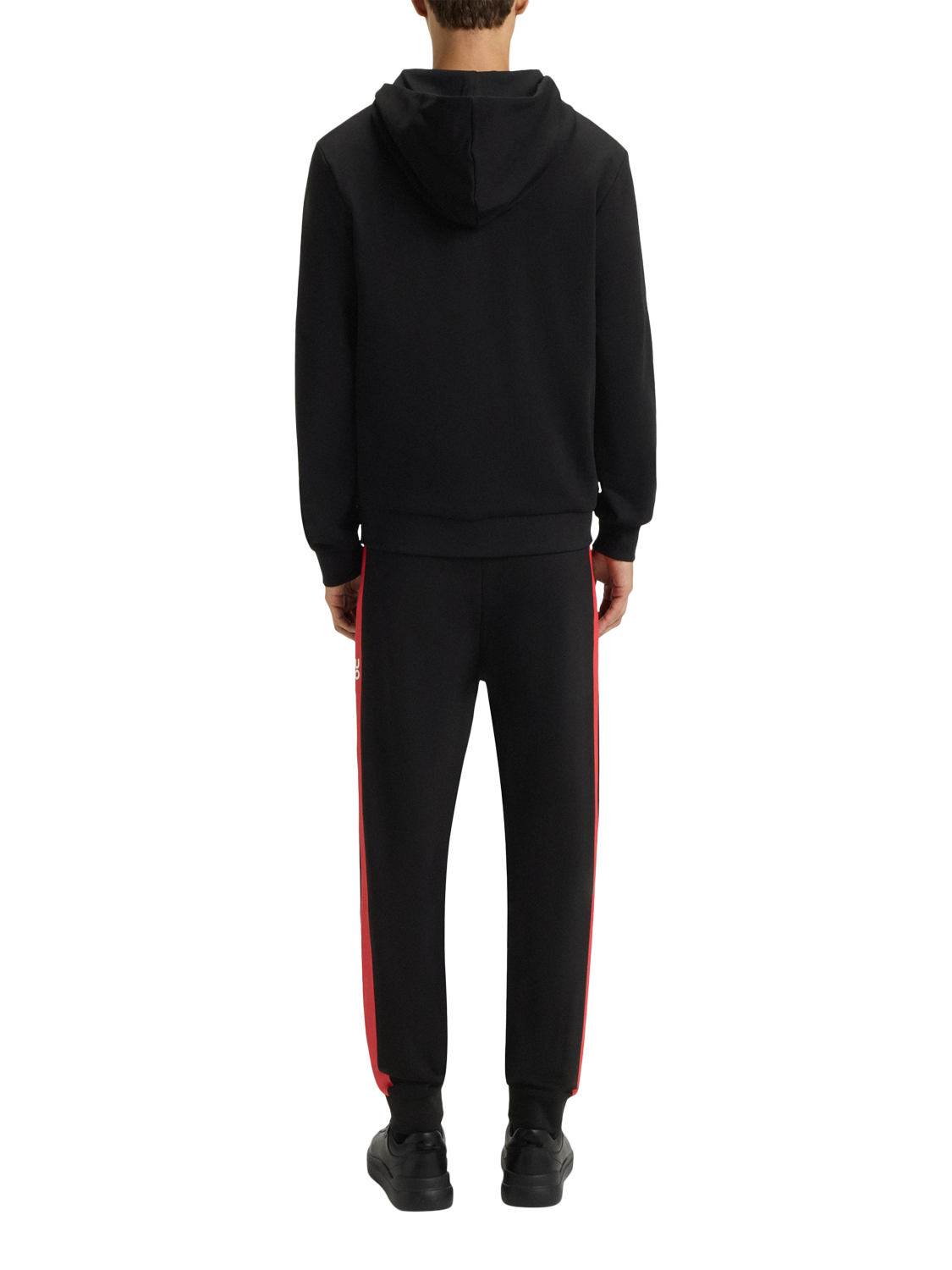 Product image 2 of 5, which shows HUGO Cotton Logo Tape Hoodie, Black, S