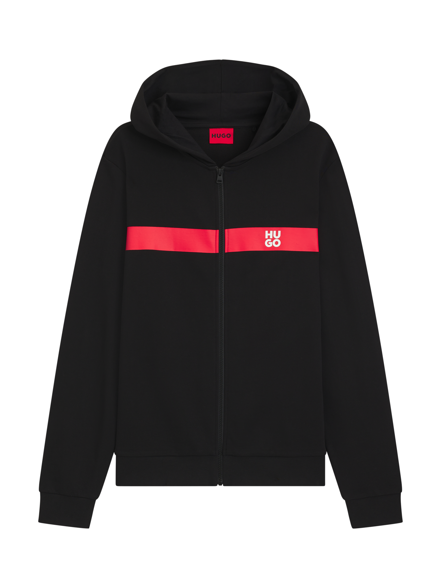 Product image 4 of 5, which shows HUGO Cotton Logo Tape Hoodie, Black, S