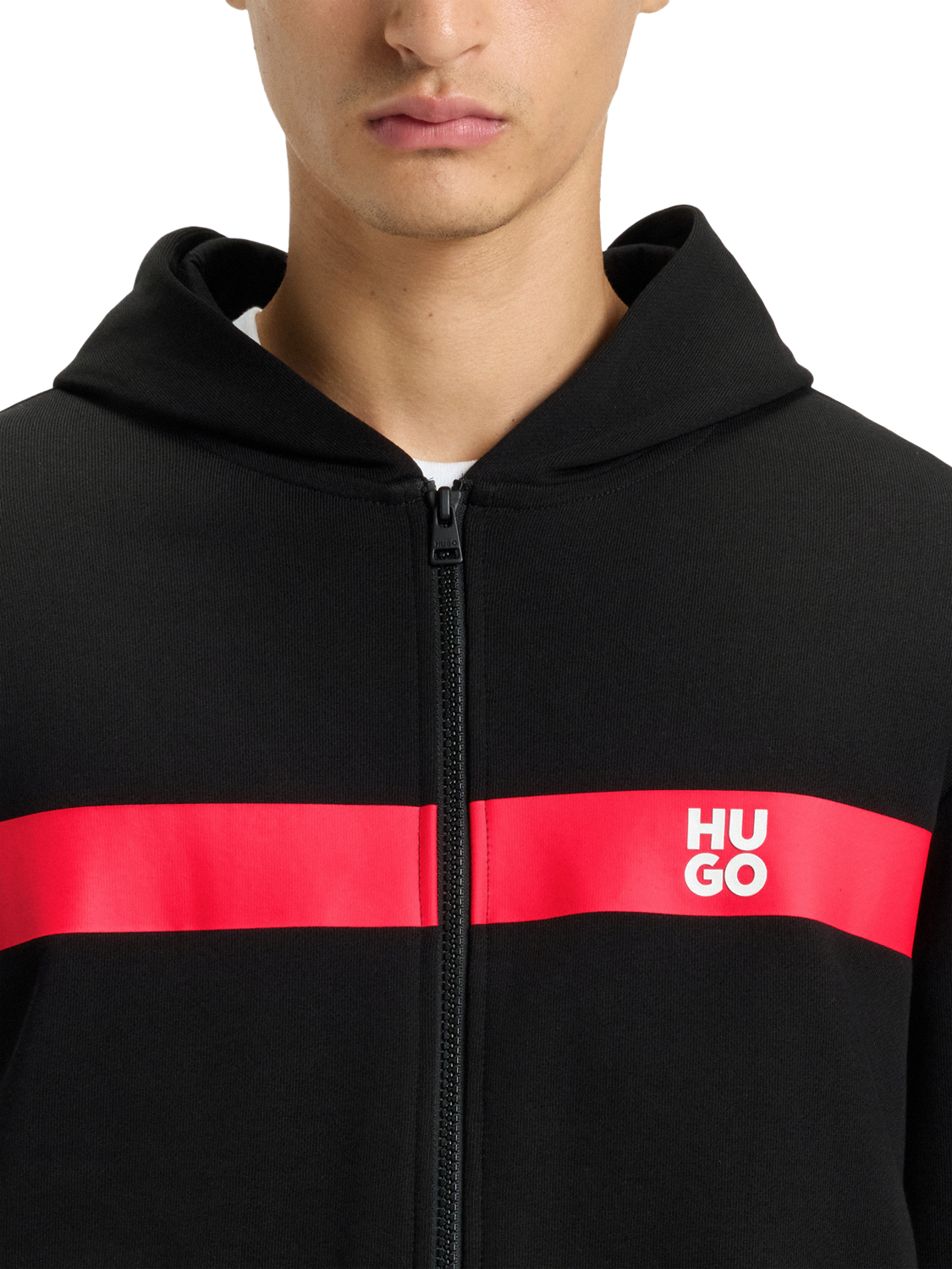 Product image 5 of 5, which shows HUGO Cotton Logo Tape Hoodie, Black, S