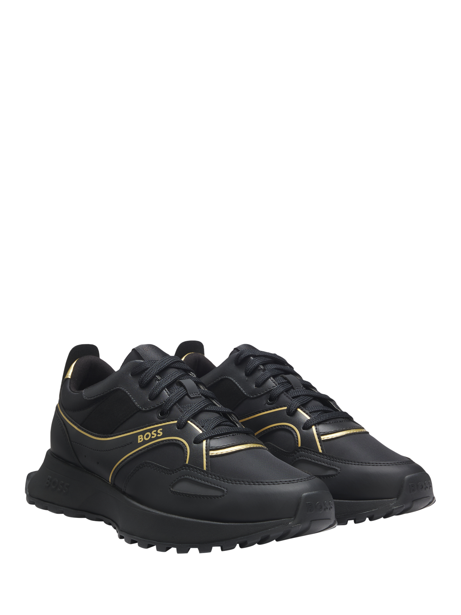 Product image 2 of 4, which shows BOSS Lace-Up Trainers, Black, 6