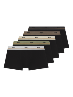 HUGO BOSS BOSS Essential Cotton Blend Trunks, Pack of 5, Black