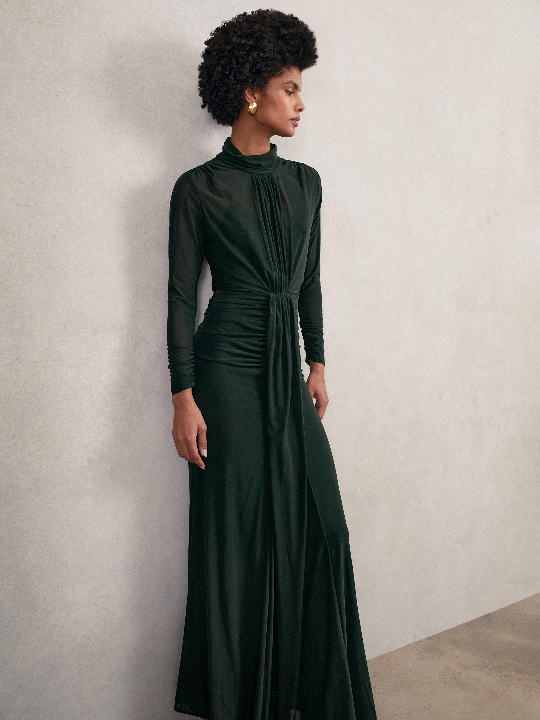 Product image 4 of 5, which shows Reiss Petite Danni Maxi Dress, Dark Green, 10Pt