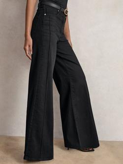Reiss Petite Heather Wide Leg Jeans, Black