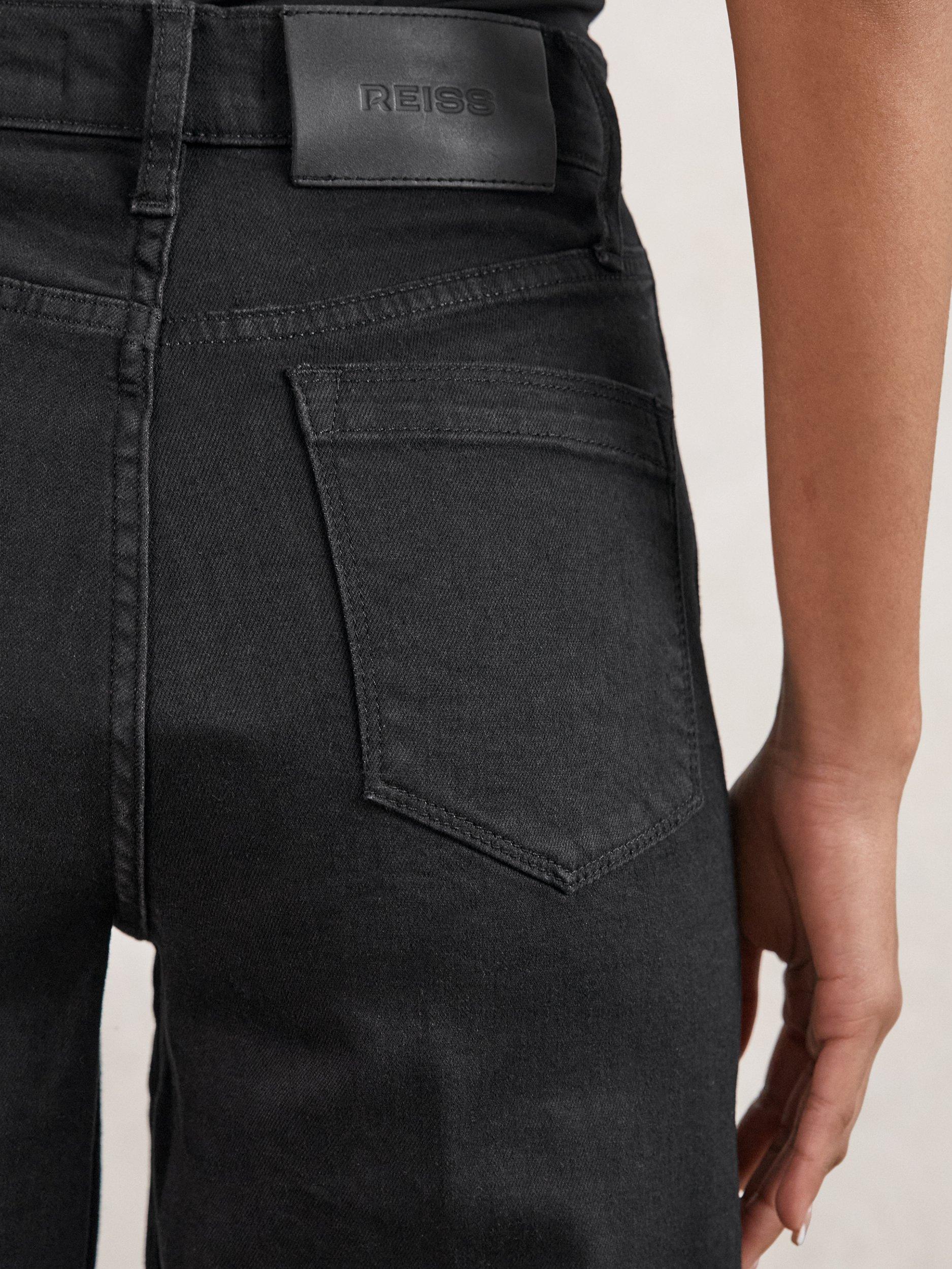 Product image 2 of 5, which shows Reiss Petite Heather Wide Leg Jeans, Black, 25Pt