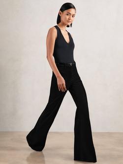 Reiss Petite Sakura Patch Pocket Flared Trousers - view 2, Black