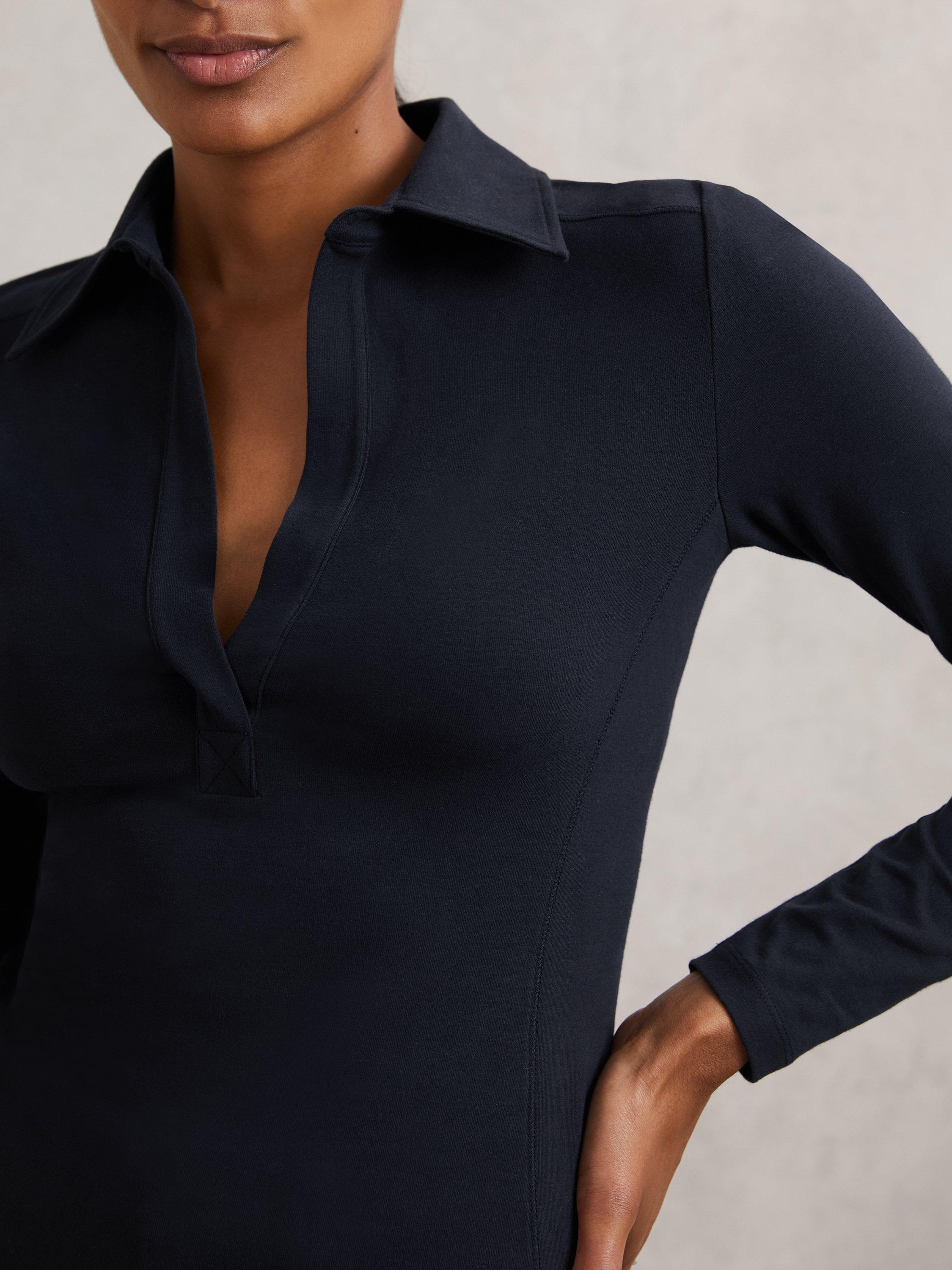 Product image 4 of 5, which shows Reiss Novi Collared Long Sleeve Top, Navy, 10
