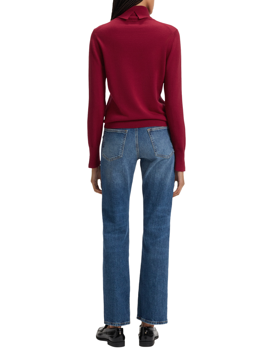Product image 2 of 5, which shows BOSS Fasecta Pure Wool Jumper, Dark Red, S