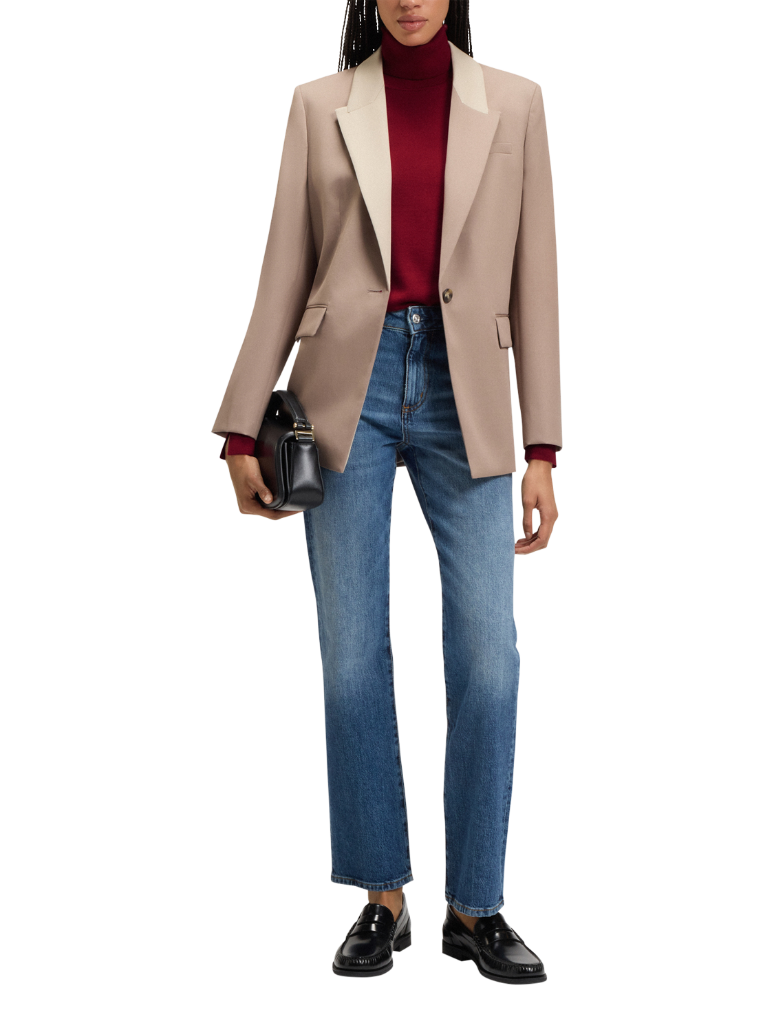 Product image 3 of 5, which shows BOSS Fasecta Pure Wool Jumper, Dark Red, S