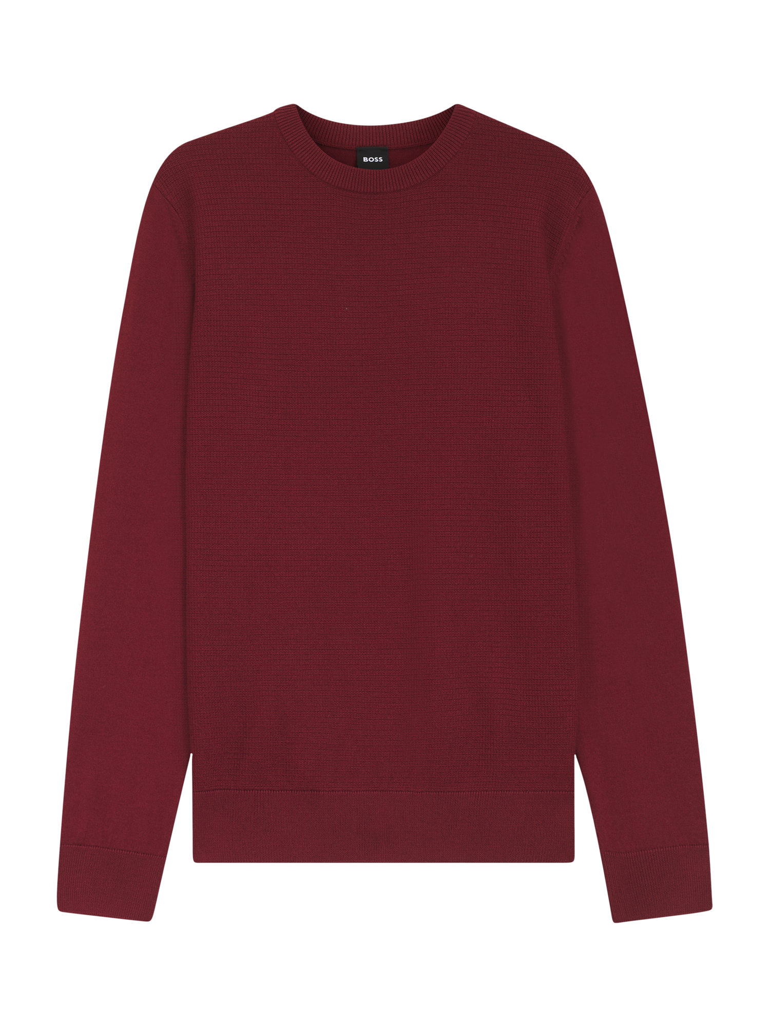 Product image 4 of 5, which shows BOSS Wool Blend Textured Crew Neck Jumper, Dark Red, S