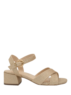 Paradox London Neala Wide Fit Faux Leather Block Heel Sandals, Champagne
