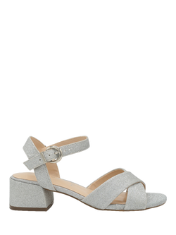 Paradox London Neala Wide Fit Faux Leather Block Heel Sandals, Silver