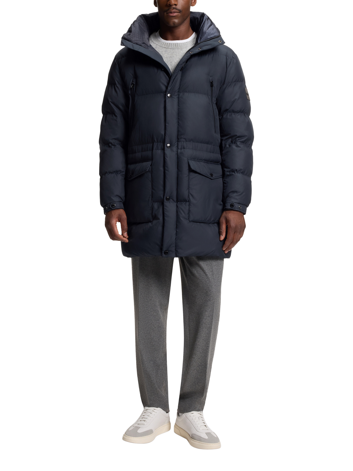 Product image 1 of 6, which shows BOSS Hooded Puffer Jacket, Dark Blue, 38R