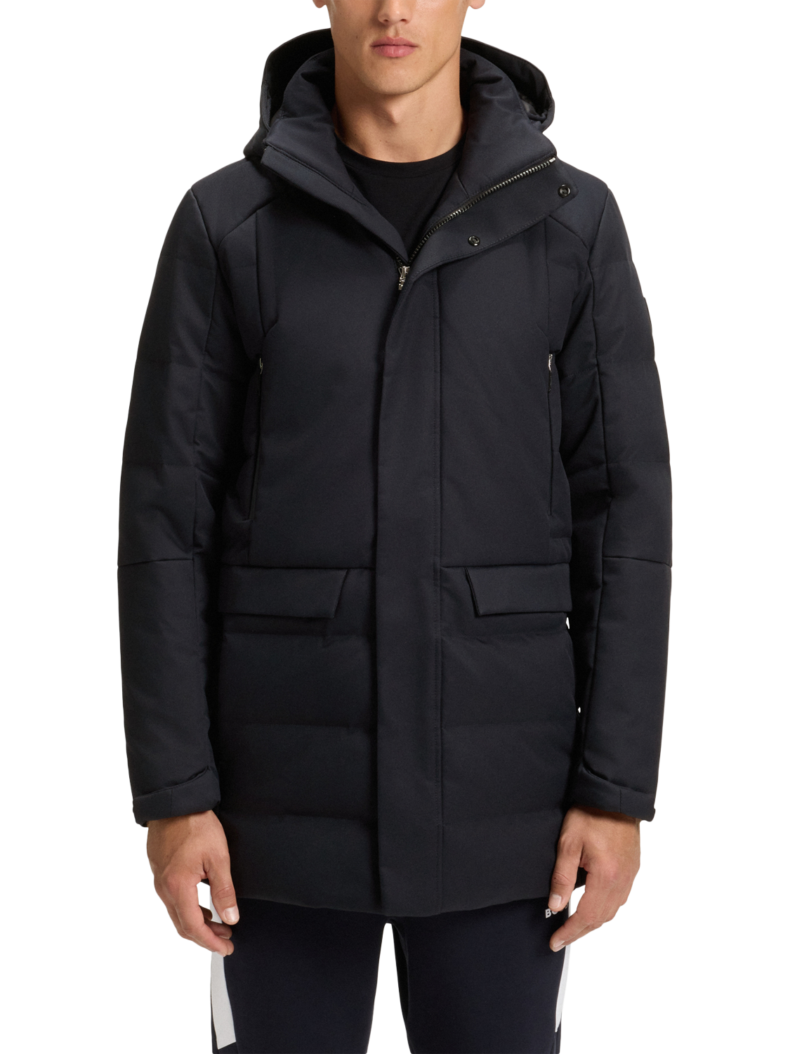 Product image 1 of 6, which shows BOSS Padded Hooded Jacket, Dark Blue, XXL