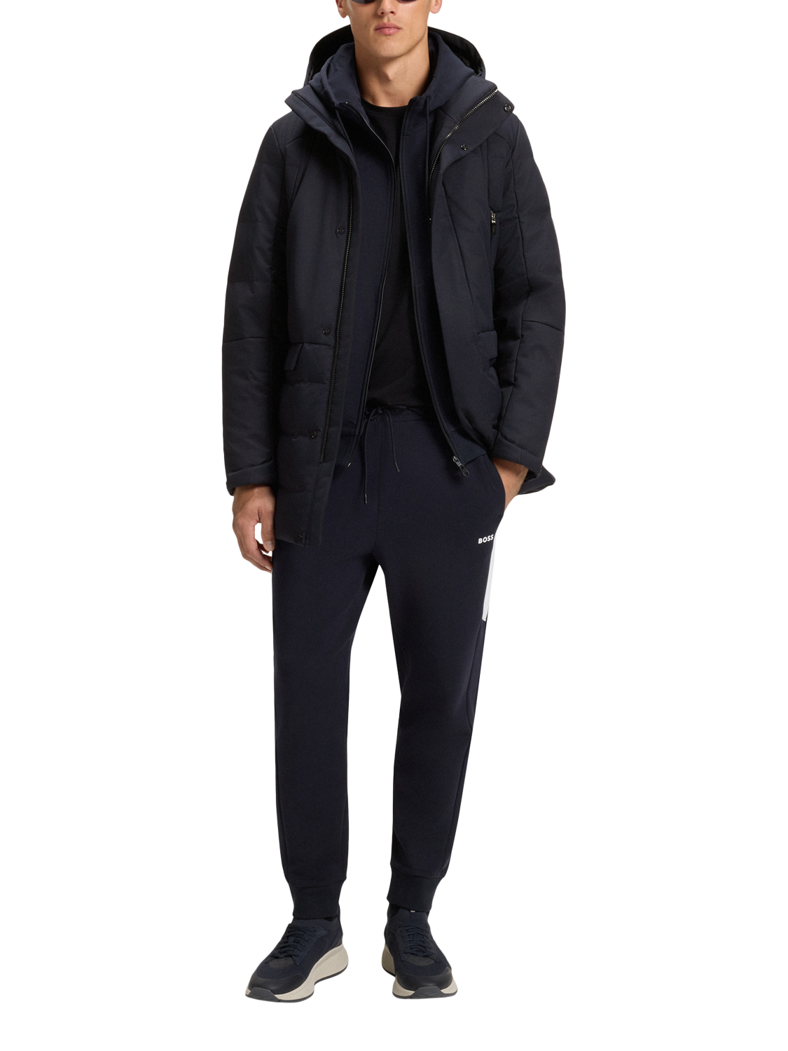 Product image 3 of 6, which shows BOSS Padded Hooded Jacket, Dark Blue, XXL