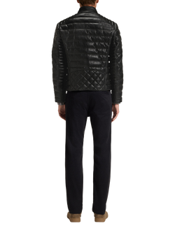 BOSS Padded Leather Jacket, Black - view 2, Black