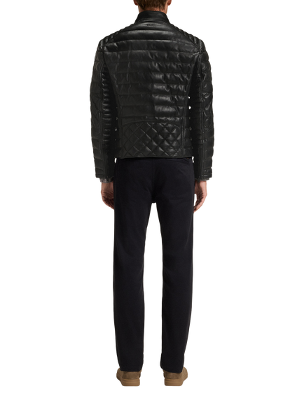 BOSS Padded Leather Jacket, Black - view 2, Black