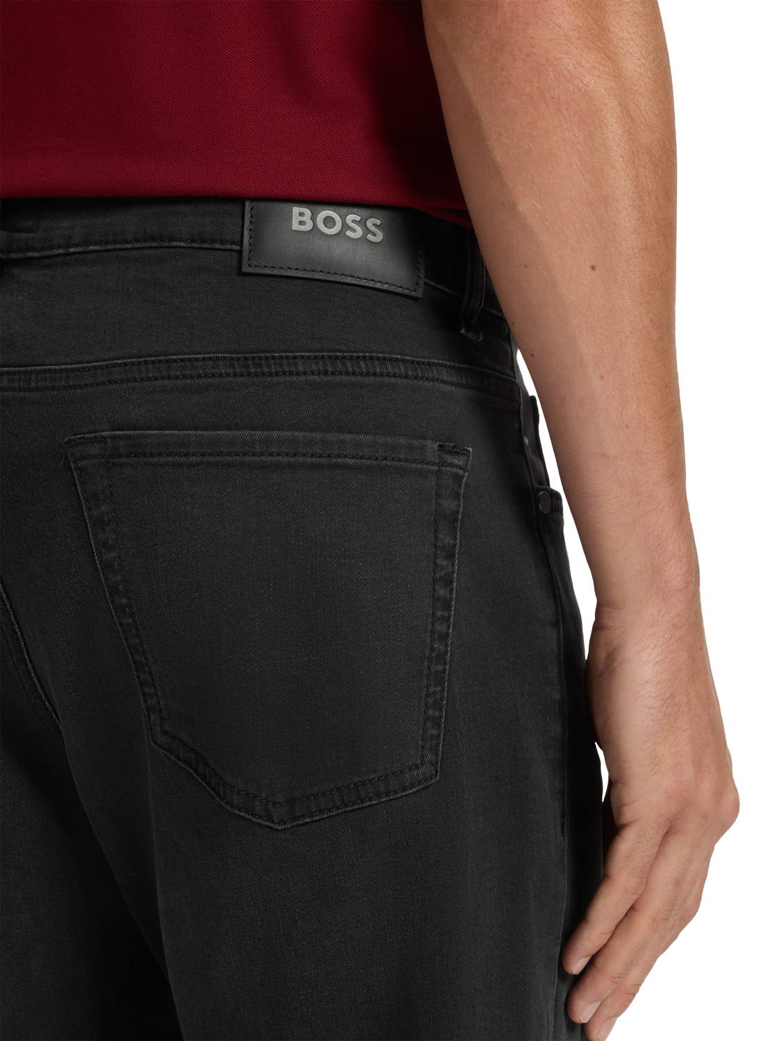 Product image 5 of 5, which shows HUGO BOSS BOSS Mid Rise Straight Jeans, Charcoal, 30R
