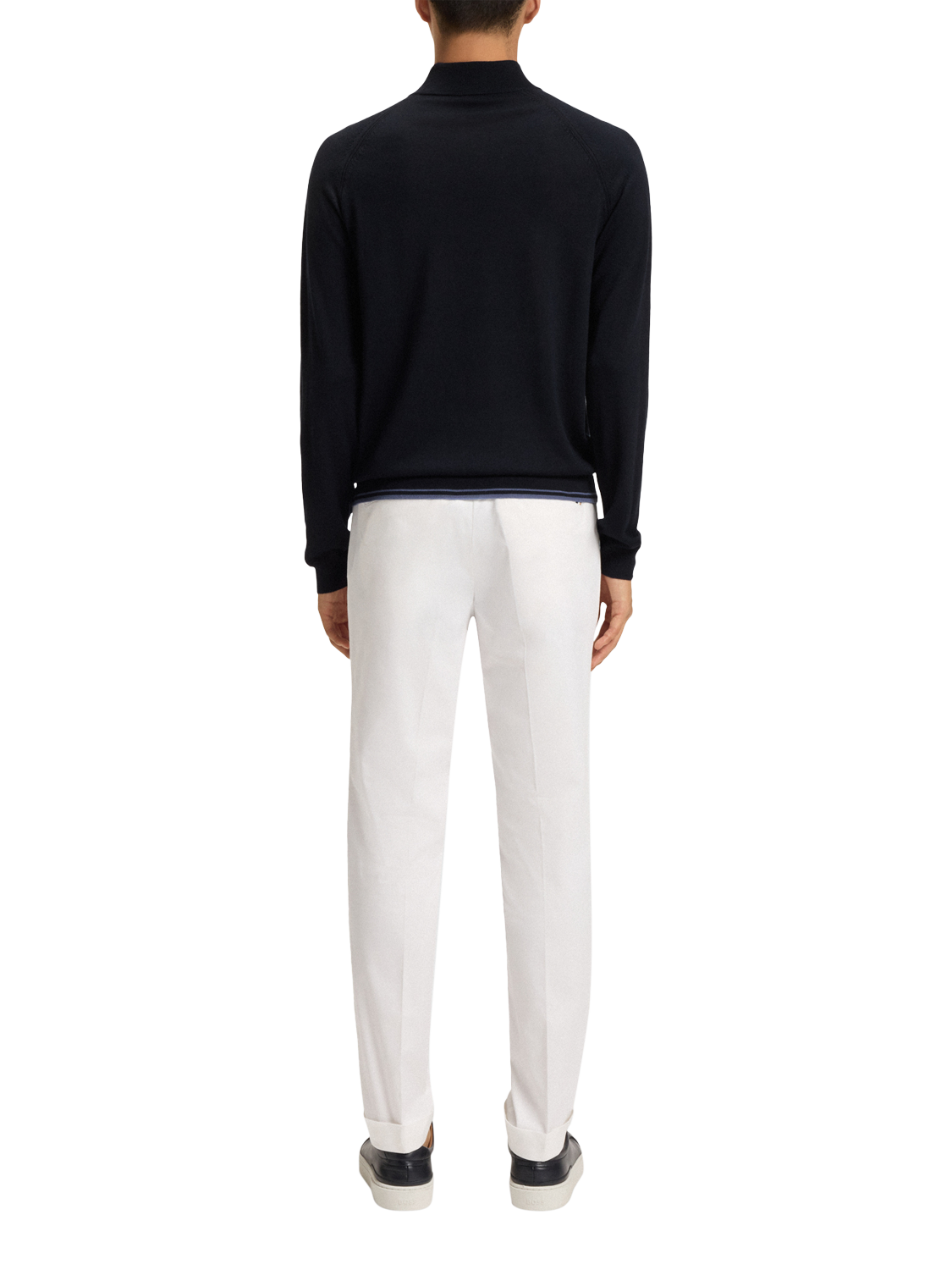 Product image 2 of 5, which shows BOSS High Neck Wool Blend Knit Jumper, Dark Blue, S