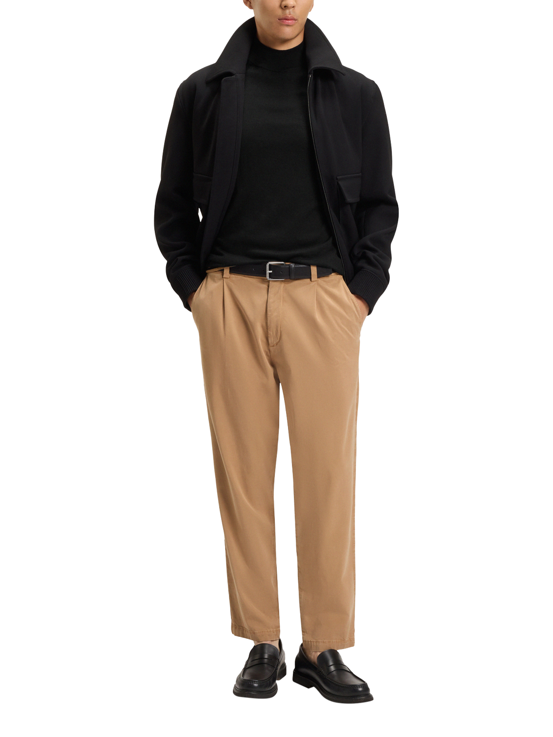 Product image 3 of 5, which shows BOSS High Neck Wool Blend Knit Jumper, Black, L