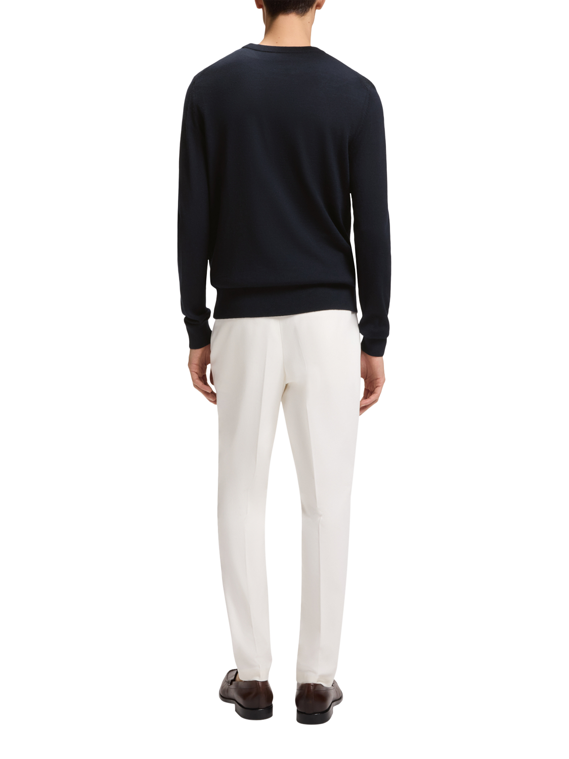 Product image 2 of 5, which shows BOSS Wool Blend Textured Crew Neck Jumper, Dark Blue, XL