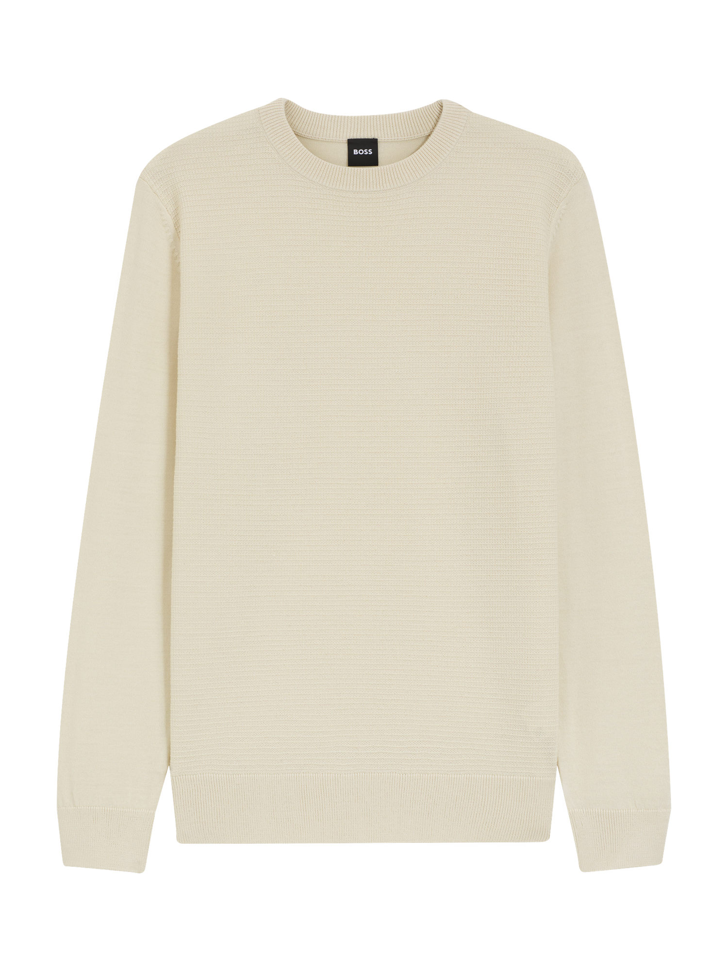 Product image 4 of 5, which shows BOSS Wool Blend Textured Crew Neck Jumper, Open White, M
