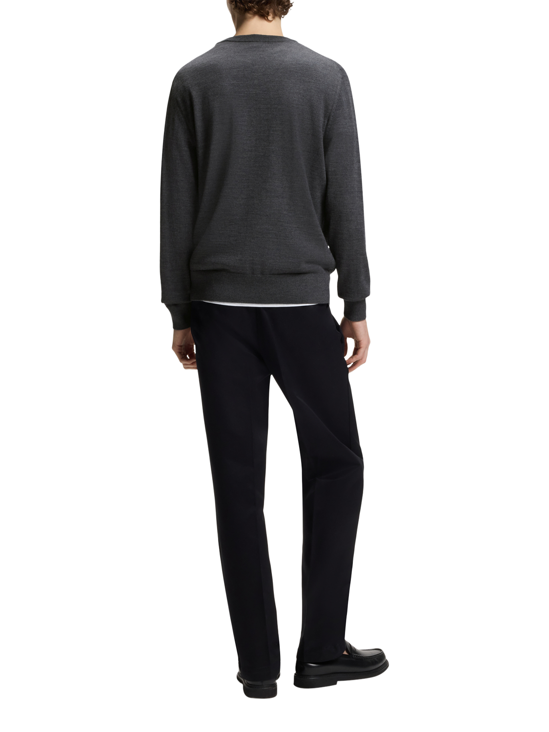 Product image 2 of 6, which shows BOSS Wool Blend Textured Crew Neck Jumper, Medium Grey, L
