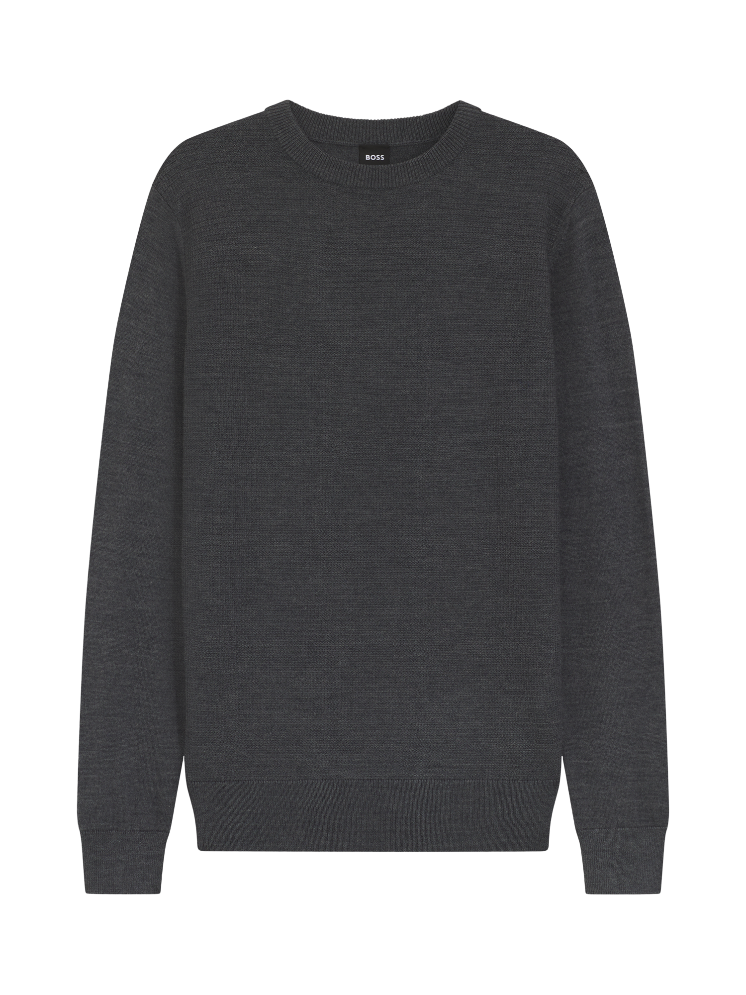 Product image 4 of 6, which shows BOSS Wool Blend Textured Crew Neck Jumper, Medium Grey, L