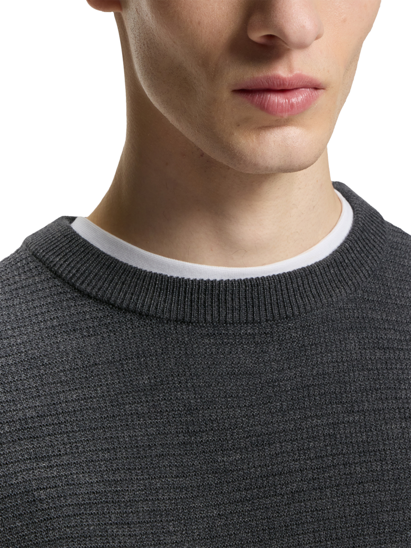 Product image 5 of 6, which shows BOSS Wool Blend Textured Crew Neck Jumper, Medium Grey, L
